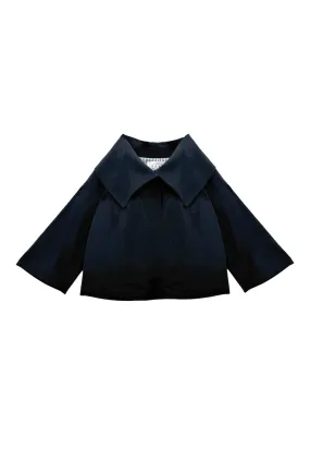 Softshell Material Cropped Grace Coat - Noir Moir??