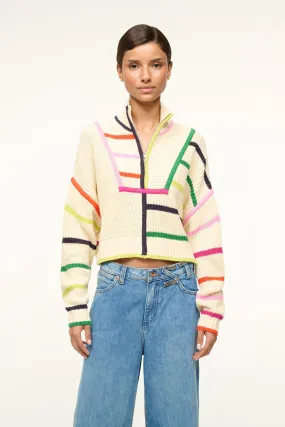 Heat Retention Technology CROPPED HAMPTON SWEATER | CREAM RAINBOW MULTI