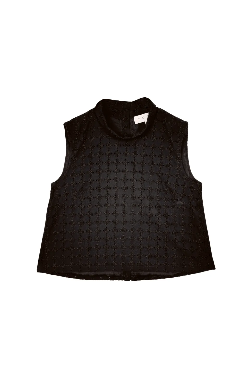 Cropped Sleeveless Mod Top - Black Eyelet Versatile Design