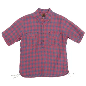 Oversized Fit Pre Shrunk Cotton Blend Berkeley Shirt S/S - Linen Check