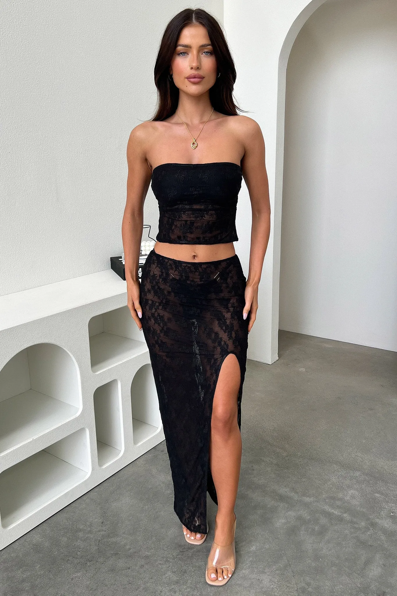 Light Moodboard Fresh Texture Elia Skirt - Black