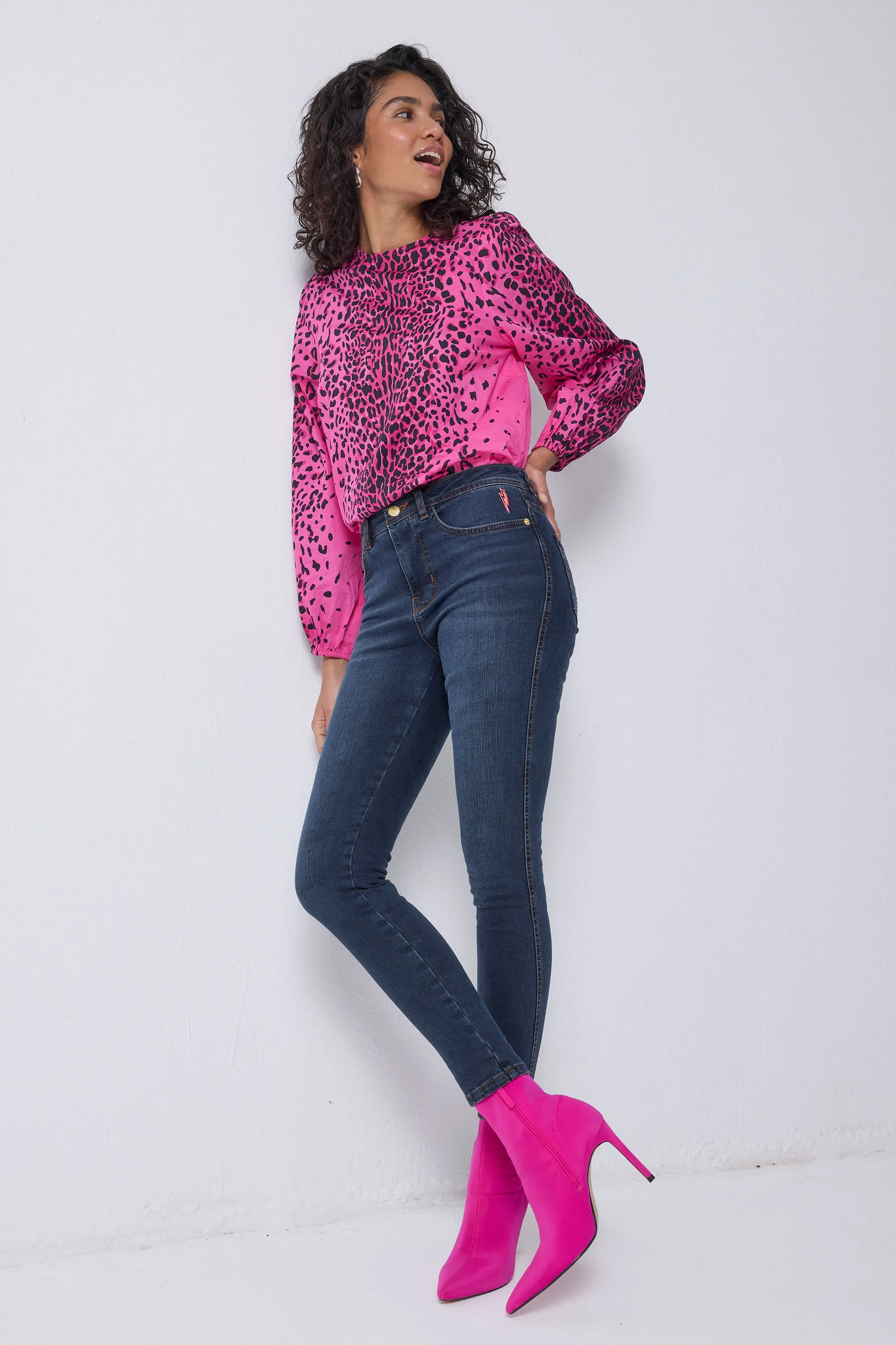 Polyester fabric Dark Indigo Slim Jeans