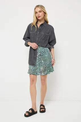 Green with Yellow Leopard Ray Skater Skirt Day To Night