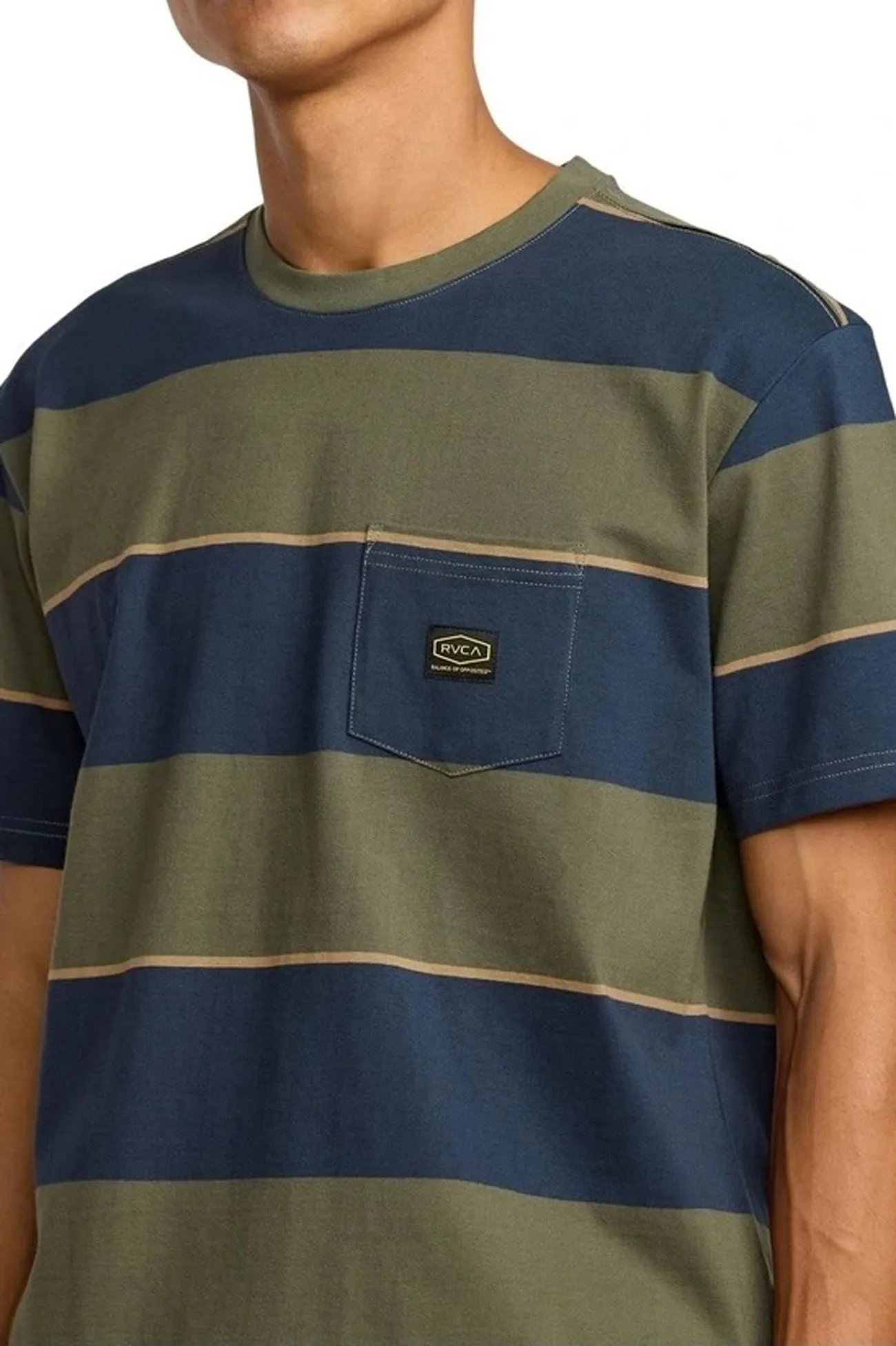 Dayshift Stripe Short Sleeve Moody Blue Airflow Mesh Panel PolyesterBlend