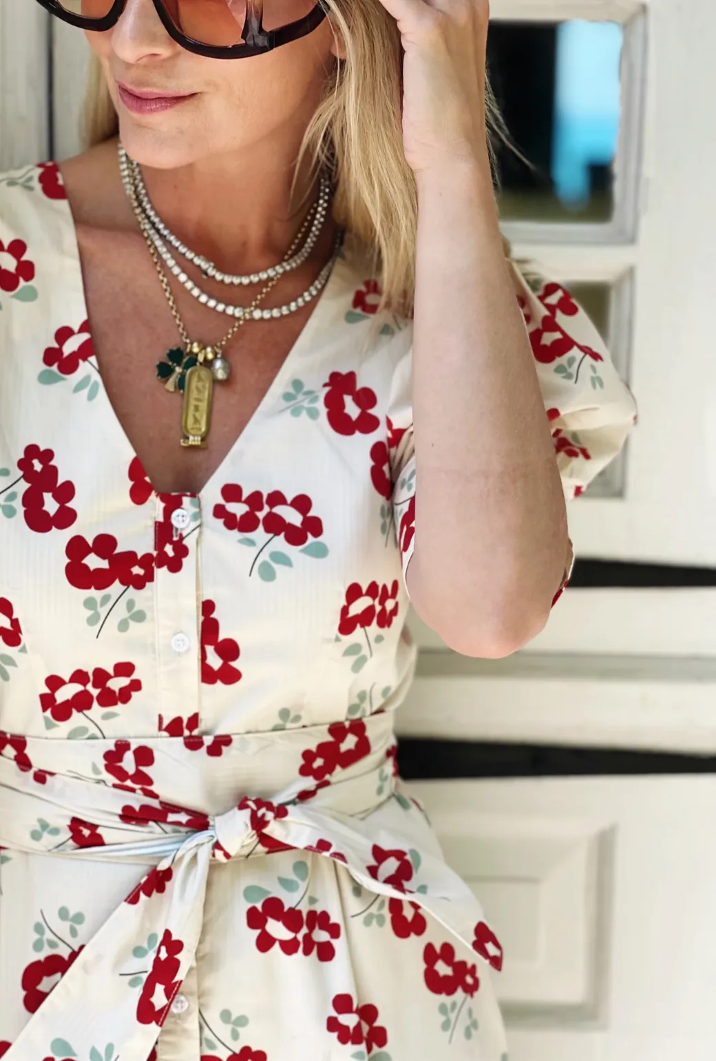 Deep V Day Gown - MINI - Rouge Fleur Relaxed Style