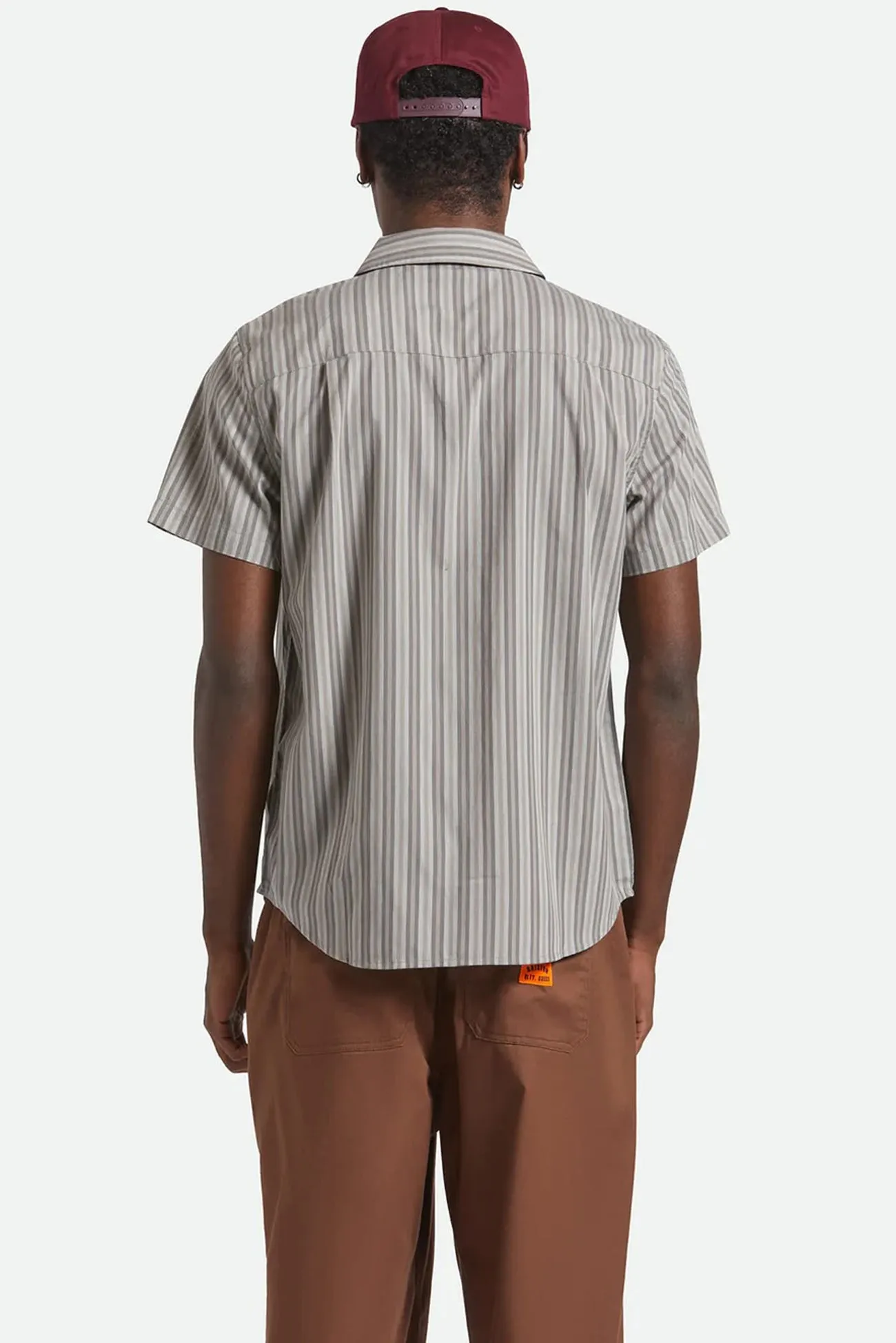 Charter Stripe Short Sleeve Woven Charcoal Grey ComfortStretch