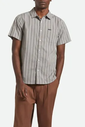 Charter Stripe Short Sleeve Woven Charcoal Grey Petal Sleeve Architecture