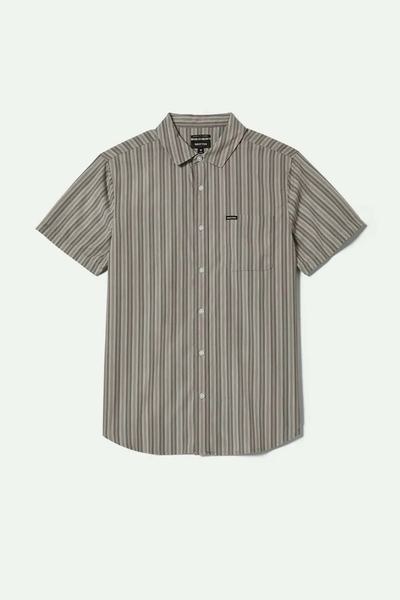Timeless Cut Charter Stripe Short Sleeve Woven Charcoal Grey