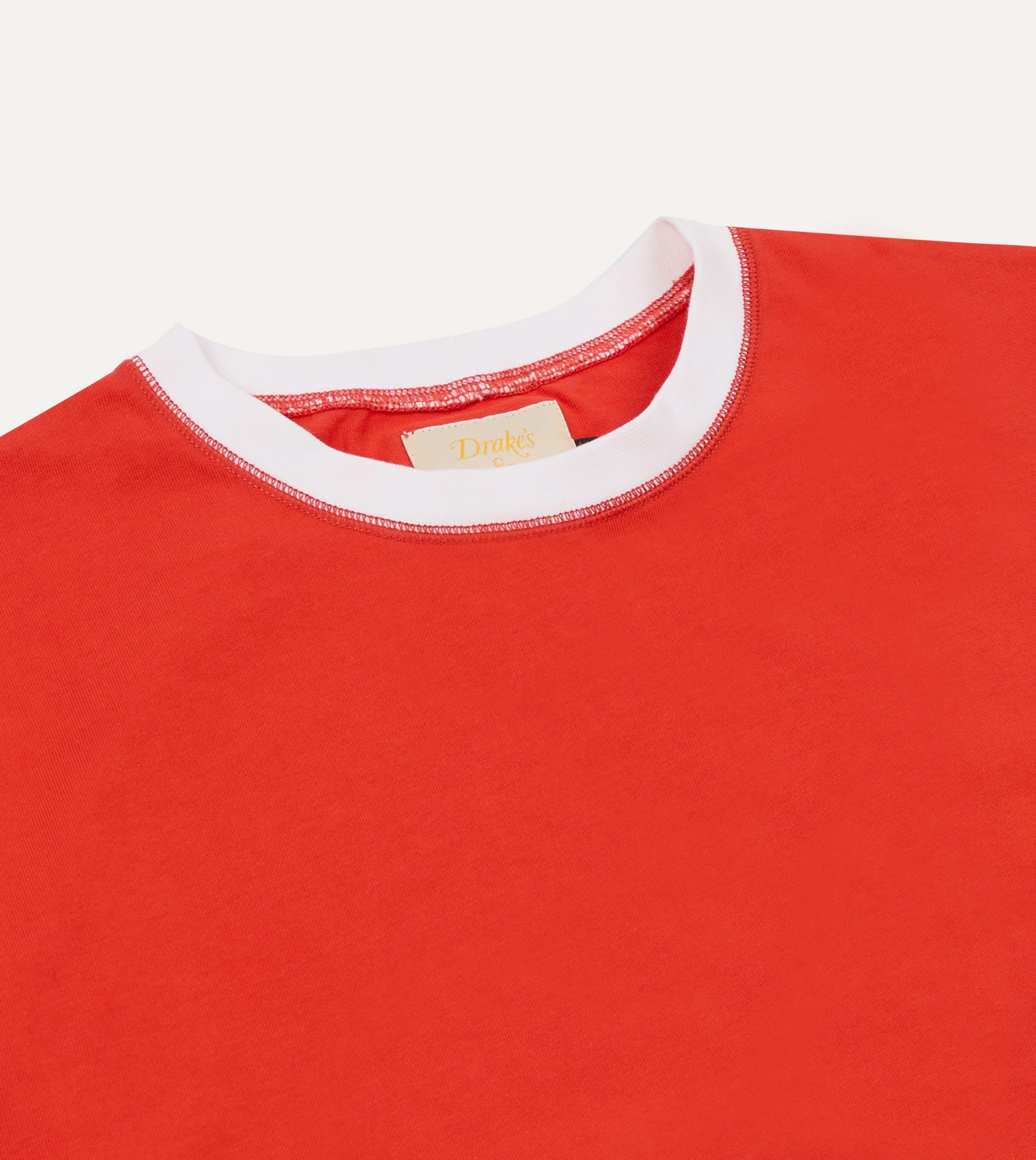 Drake's & Mr Camel Red Ringer T-Shirt Layered Look GarmentDyedTexture