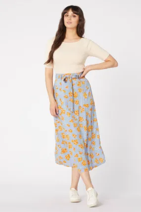 Structured fabric Premium Quality Dreamy Floral Midi Skirt
