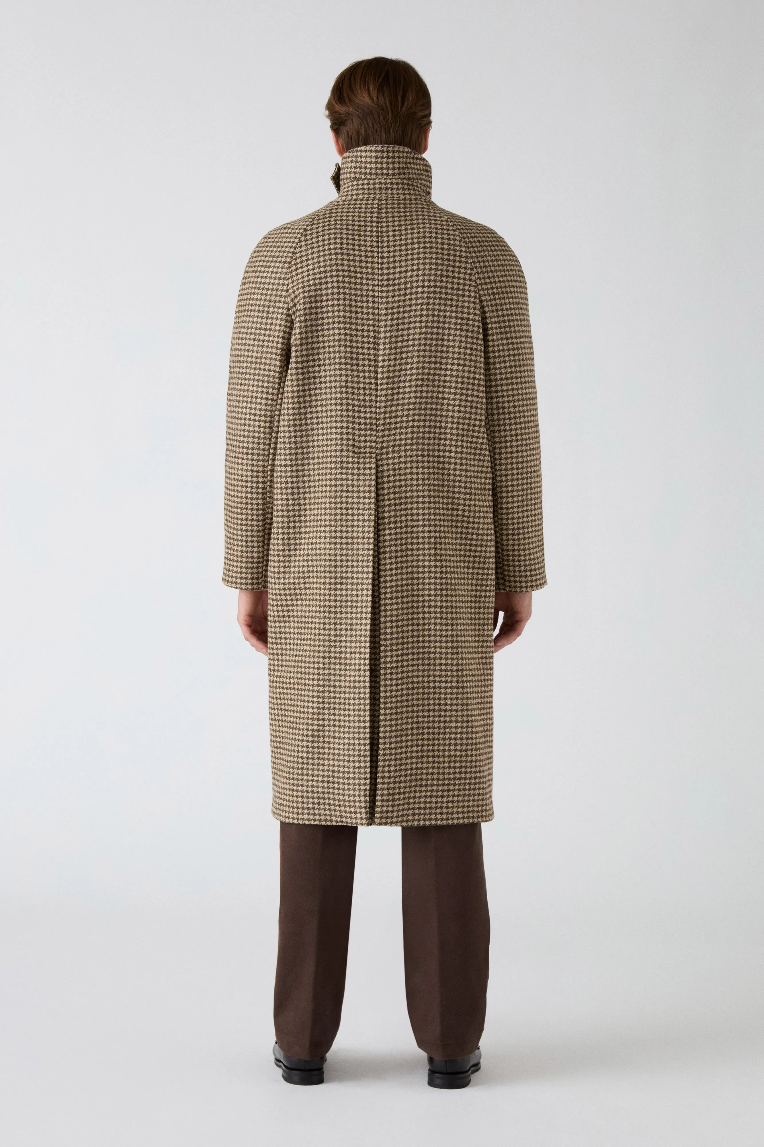 Heat Retention Lining Rainy Day Option Nelson Tweed Raglan Coat - Brown/Natural