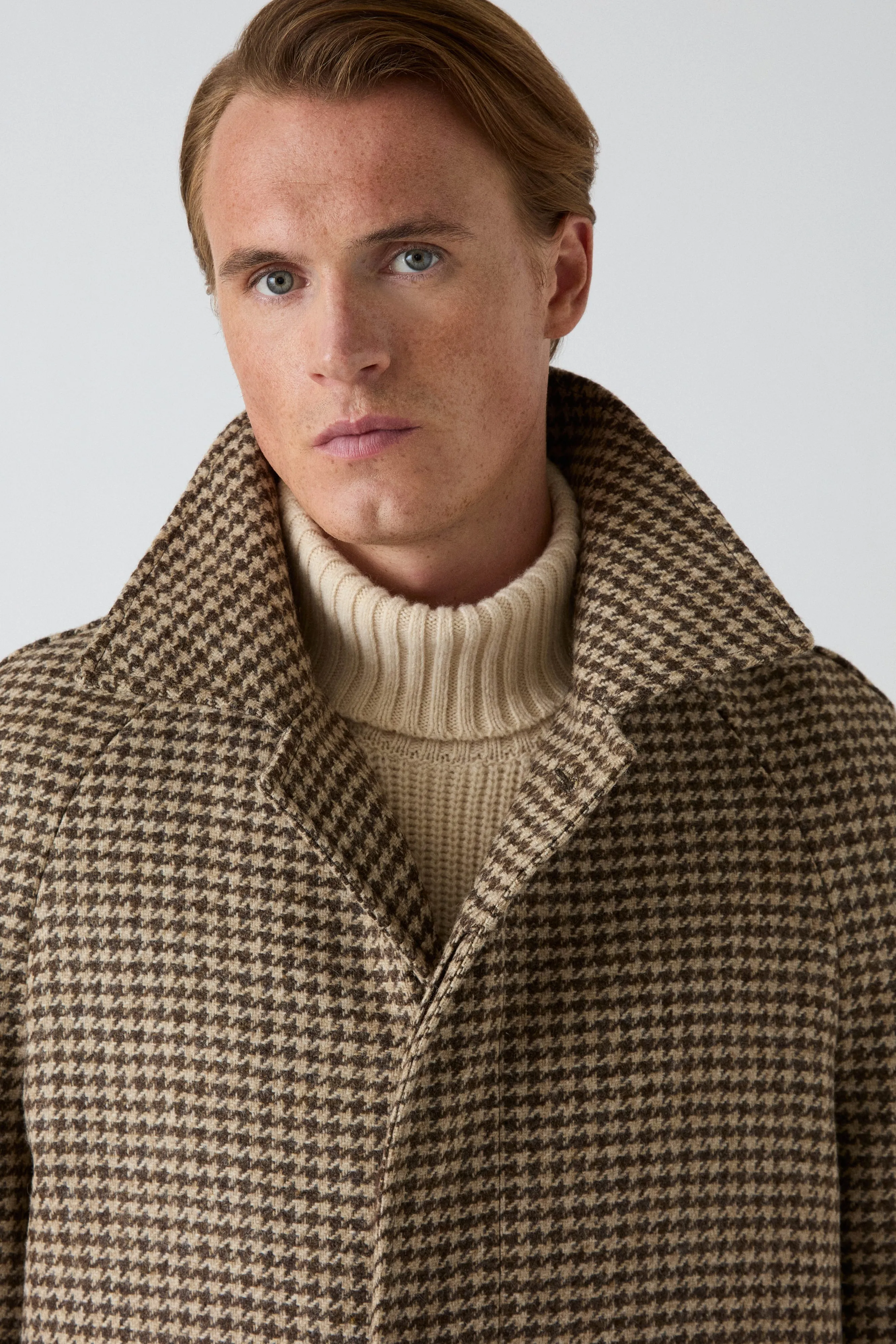 Nelson Tweed Raglan Coat - Brown/Natural Convertible Collar Insulated Core Technology