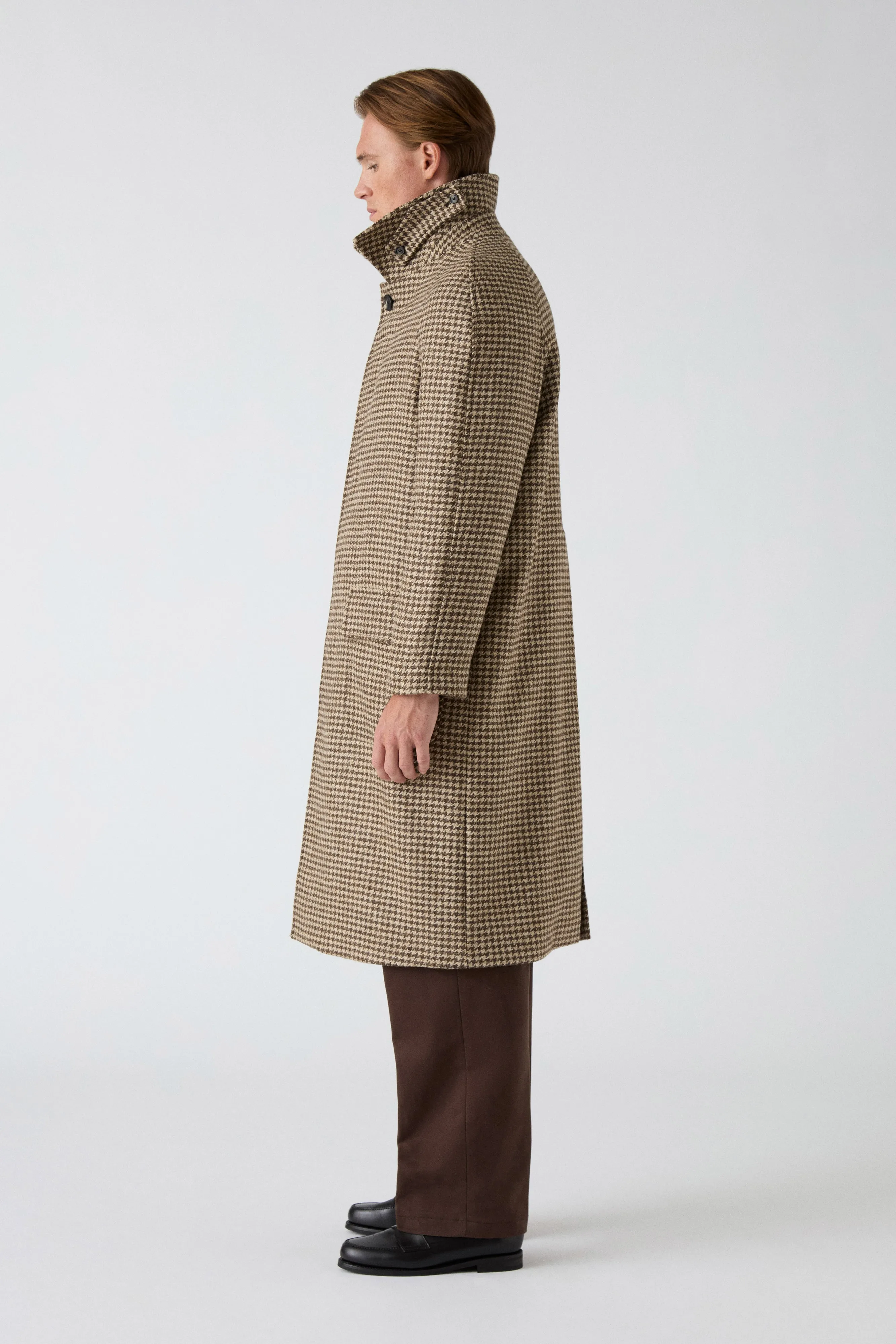 New Cut Nelson Tweed Raglan Coat - Brown/Natural