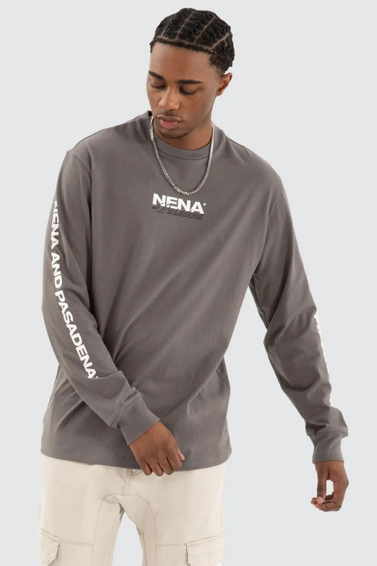 Cool Fabric Public Relaxed Long Sleeve Tee Charcoal