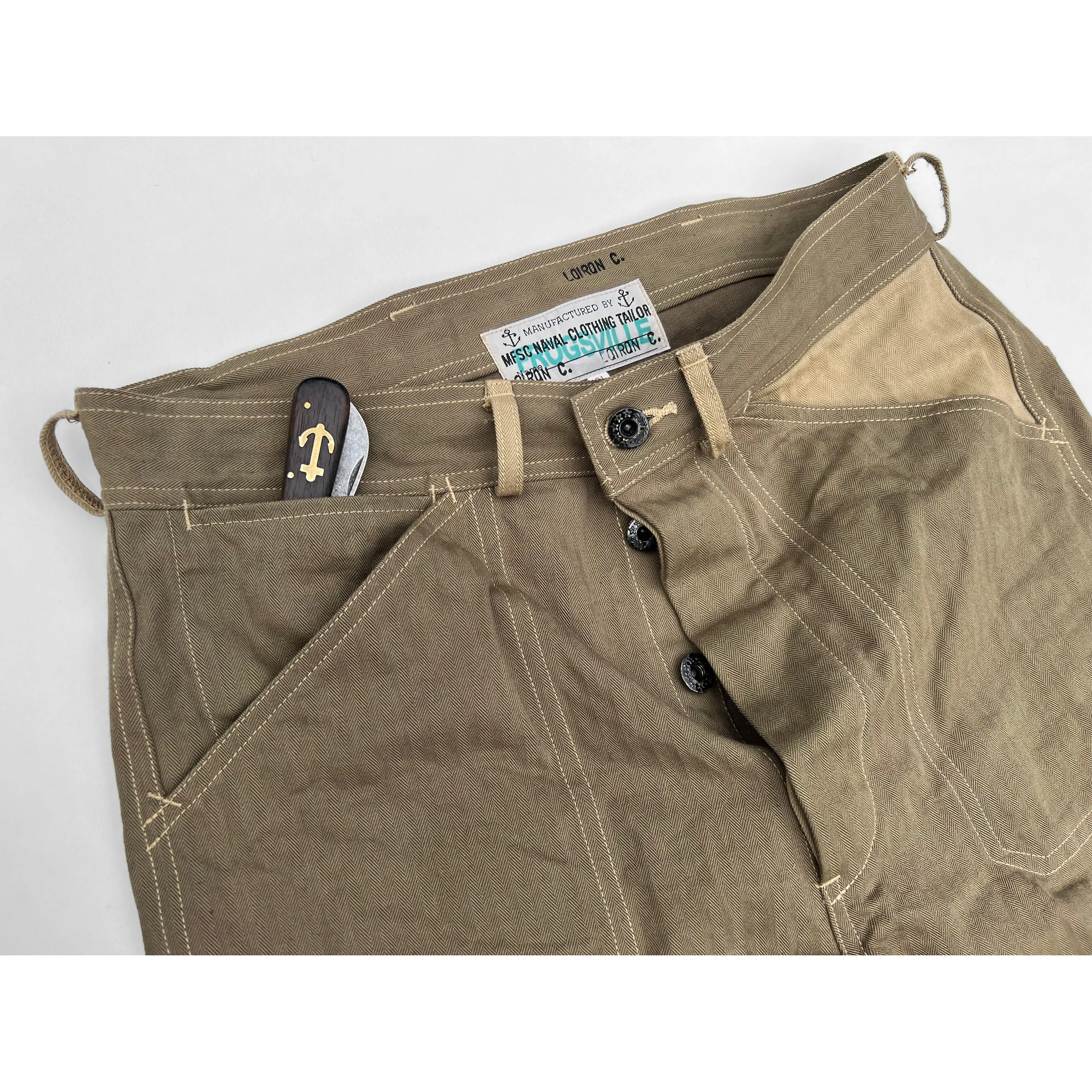 Quality Fabric Layered Style Swabbies (MOD) - Khaki HBT