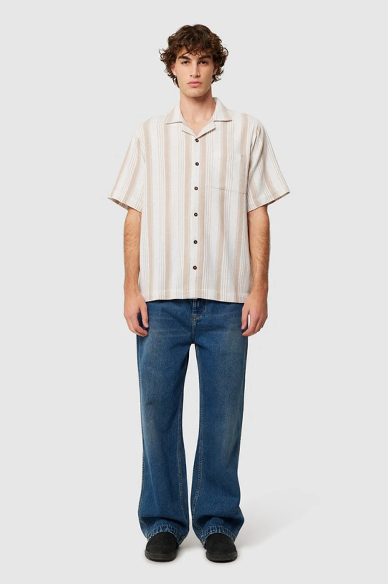 Bowler Weave Stripe Shirt Natural NonChafing Fabric ConvertibleSleeves