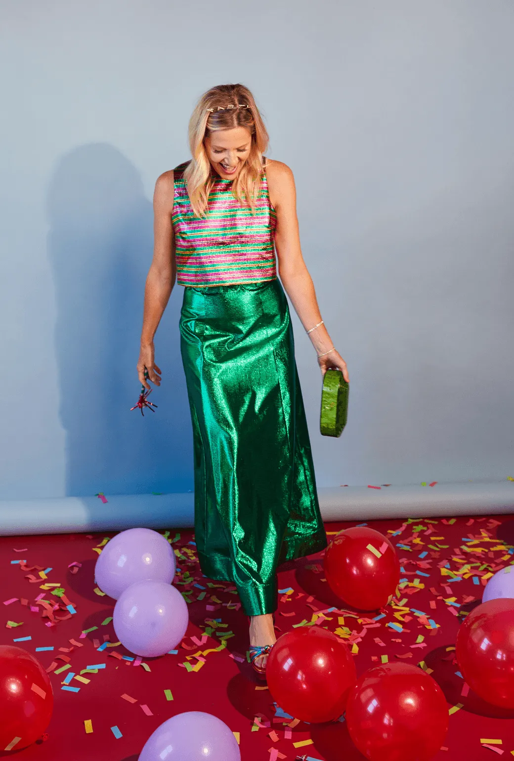 SAMPLE - Birthday Guest Skirt - Green Lame Relaxed Look