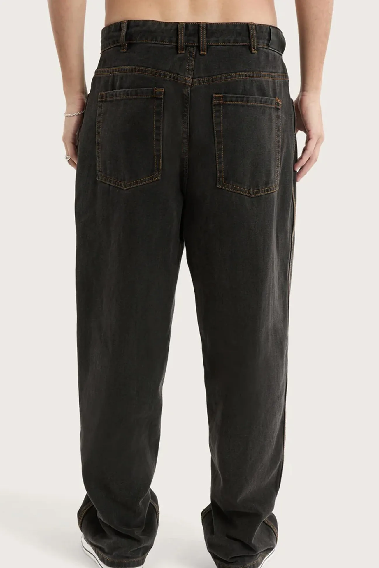 K6 Baggy Wide Leg Jean Black Flexible Fit
