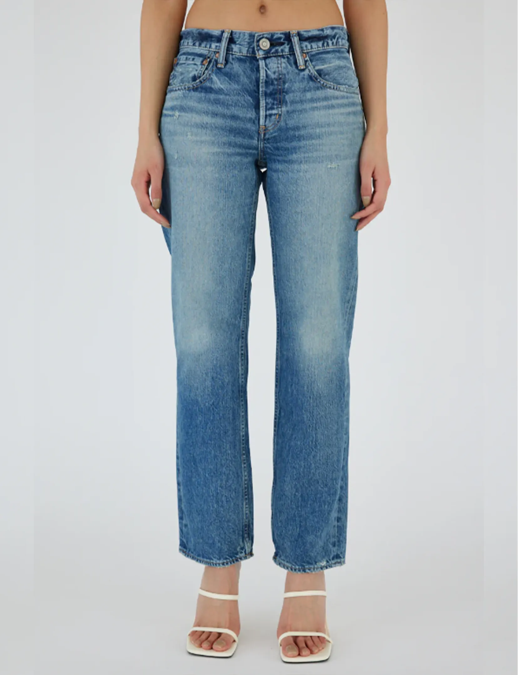 Eco Friendly Dye Easy Fit Trigg Low Rise Straight, Blue