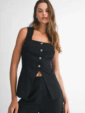 Winter Hoodie Modern Design SQUARE NECK VEST - BLACK