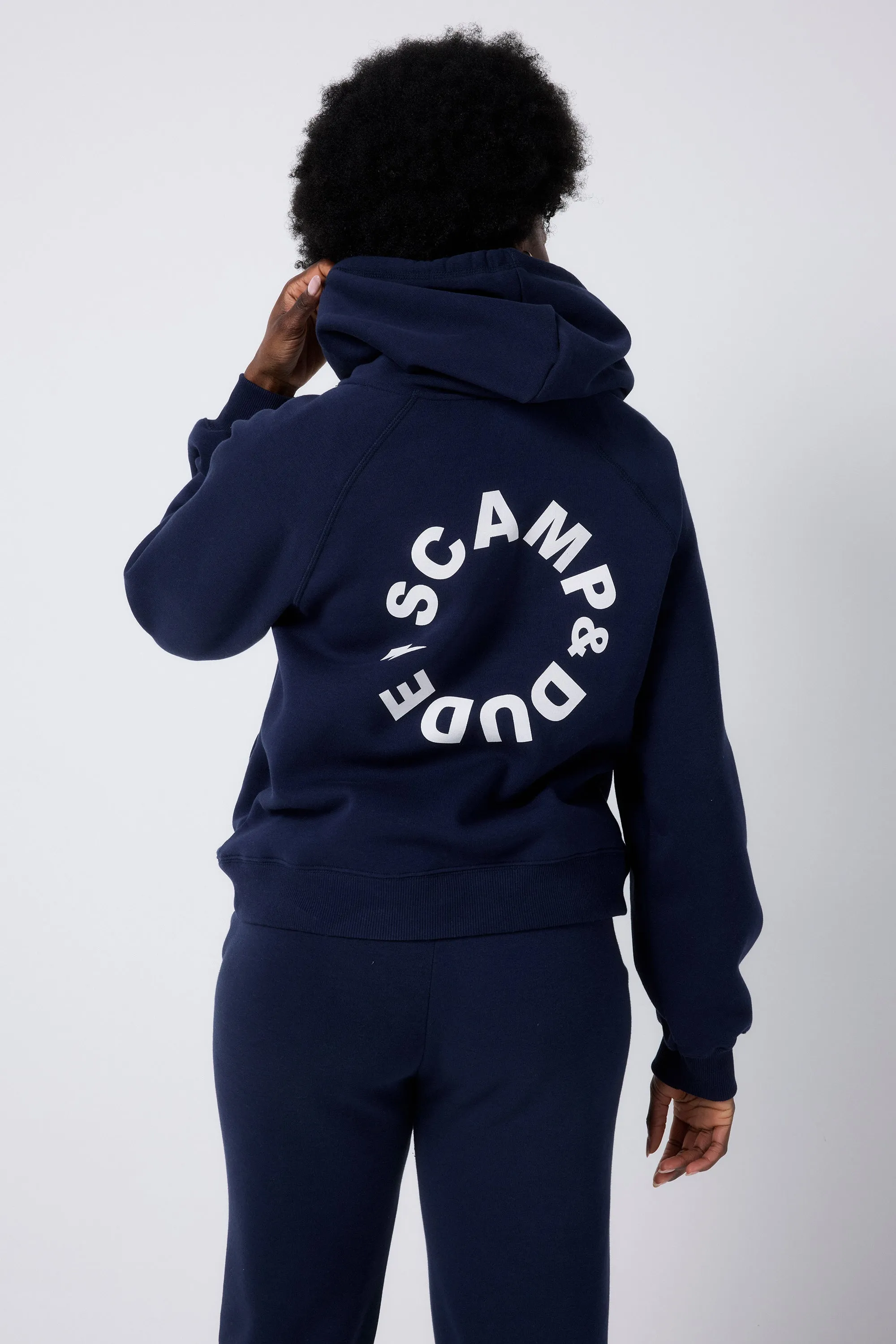 Navy Scamp & Dude Logo Relaxed Hoodie Easter wear Tagless Neck
