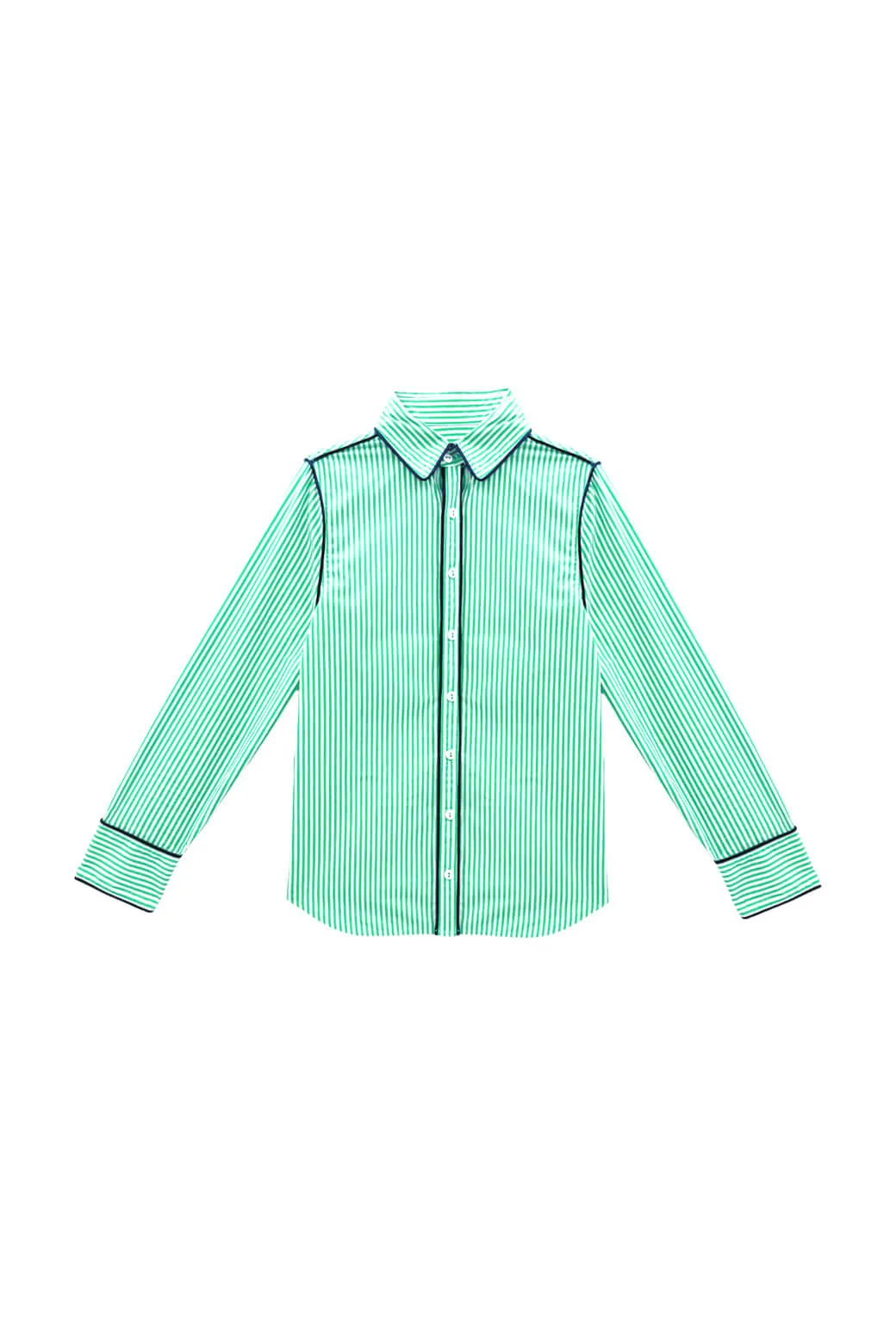 Comfortable Fabric SoftKnit The Perry Blouse - Green Stripe