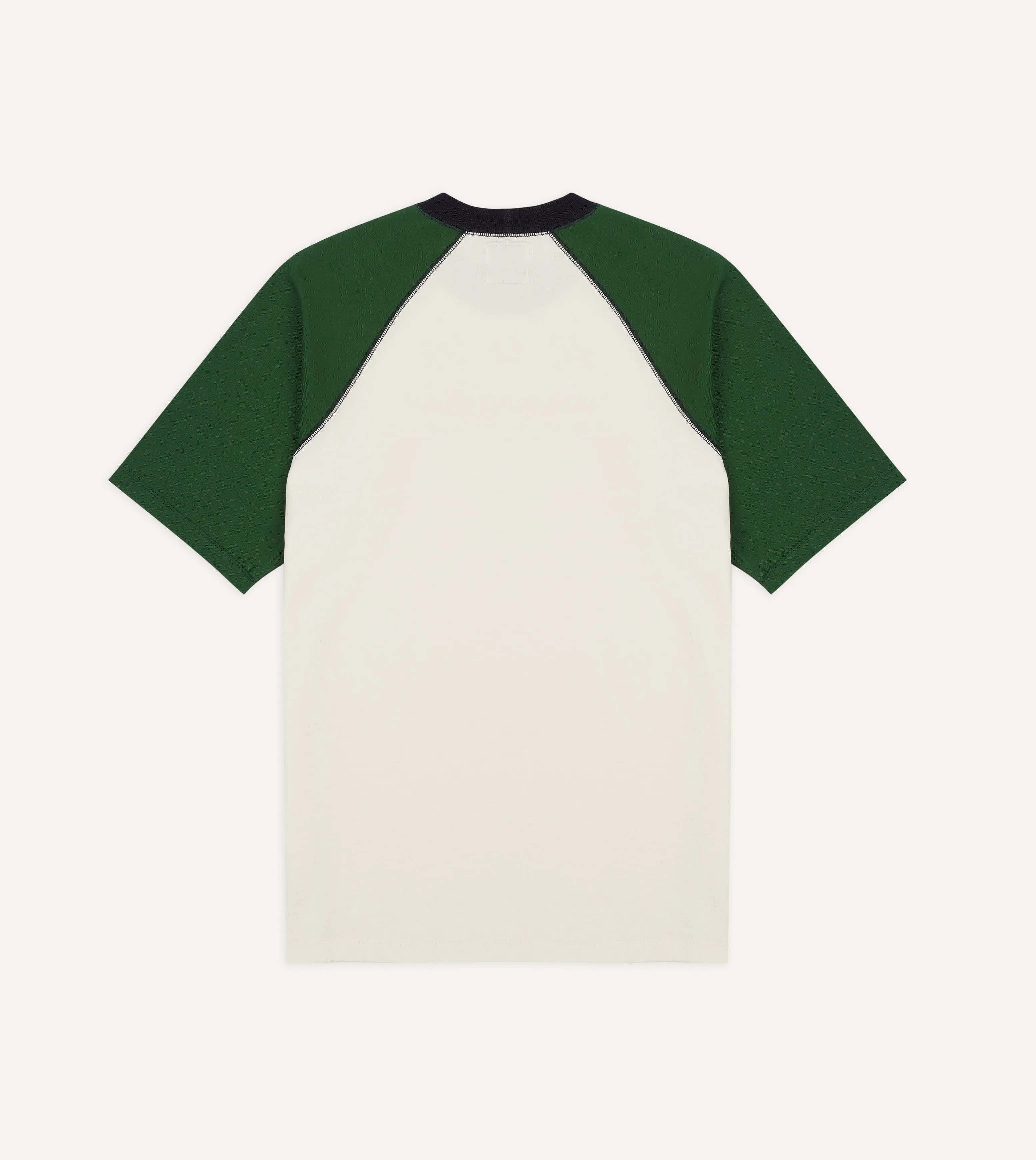 Soft and Light ZeroDistressFinish Ecru and Green Raglan Sleeve Hiking T-Shirt