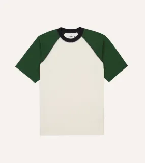 Ecru and Green Raglan Sleeve Hiking T-Shirt Modern Simplicity