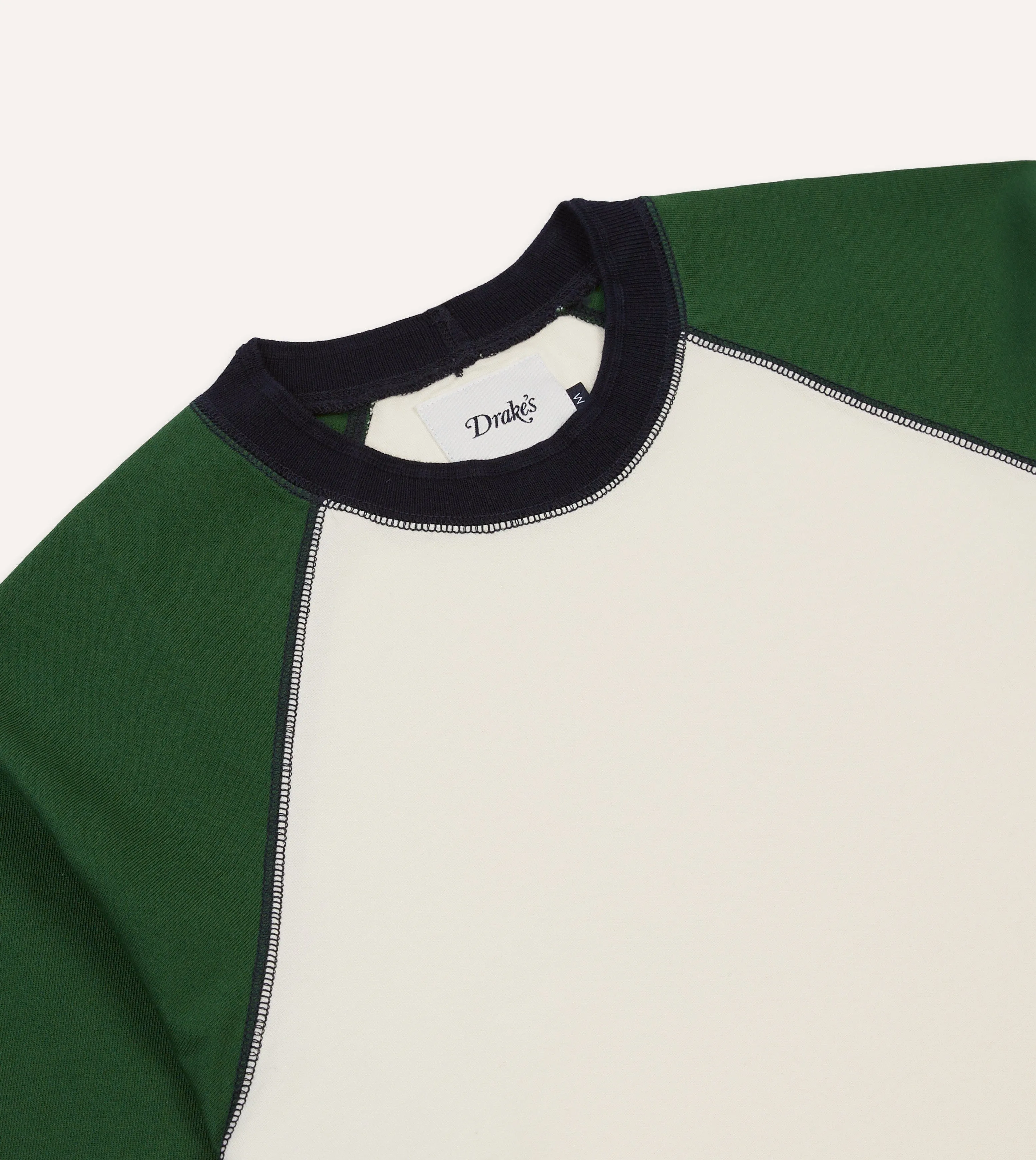 Ecru and Green Raglan Sleeve Hiking T-Shirt Cozy Layer Fit Trendy Basics