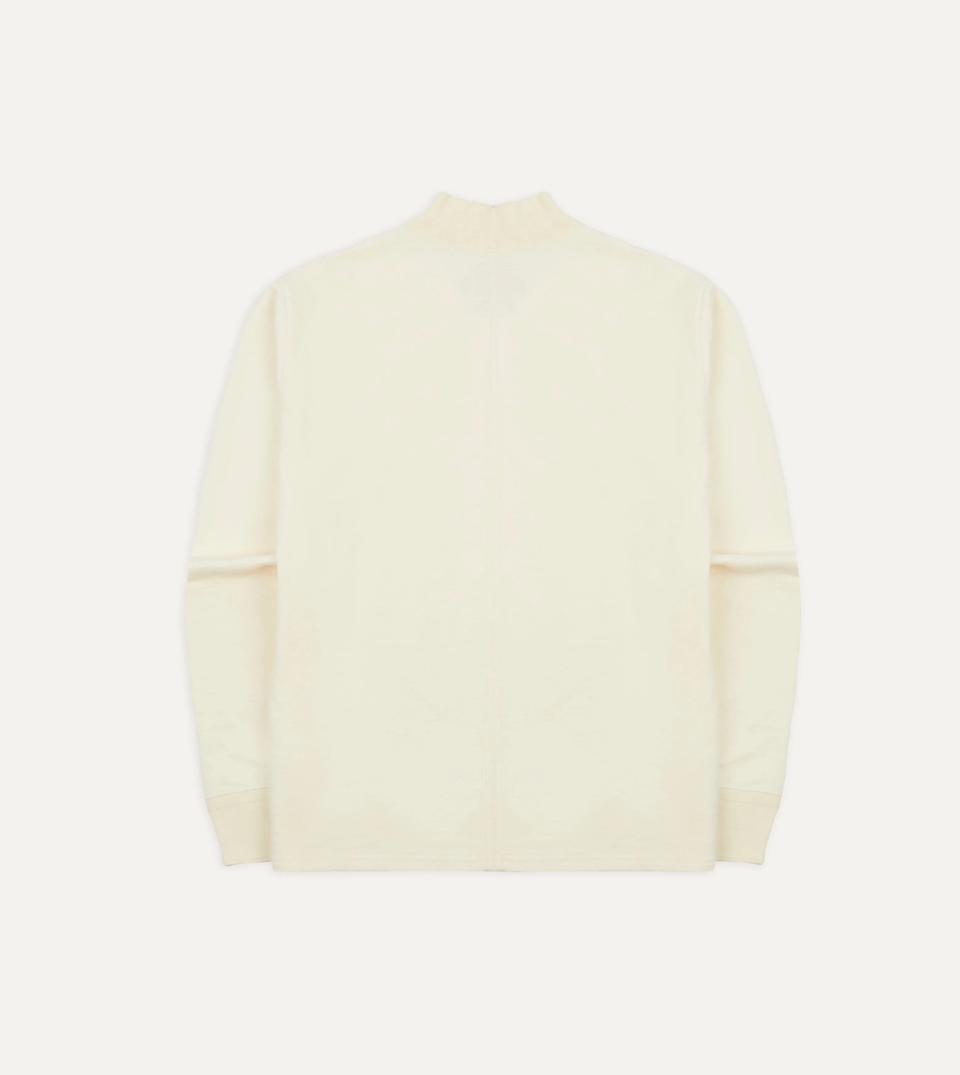 Ecru Cotton Long-Sleeve Mock Neck Hiking T-Shirt Breathable knit Layering Wear