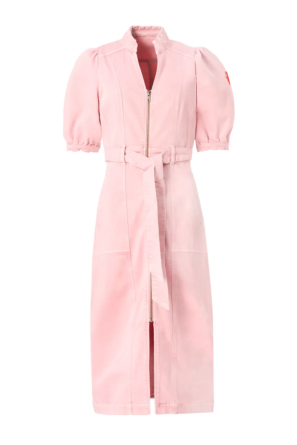 Pink Zip Detail Denim Dress Relaxed Vibe Smart Fabric