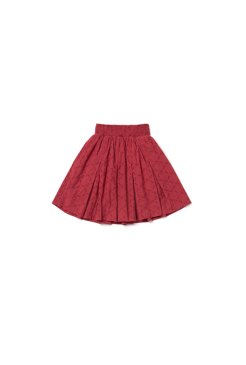 Compact Fit Sleek Design SAMPLE - Smocked MINI Skirt - Crimson Eyelet