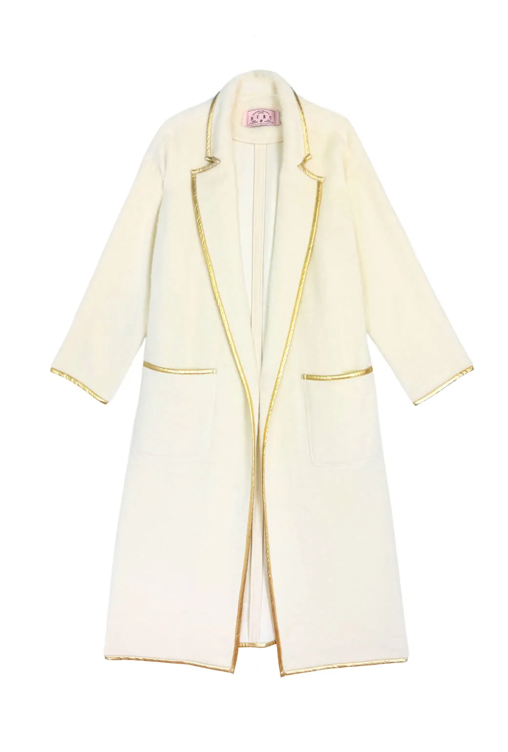 UV Protection ReversibleStyle Open Car Coat - Ivory & Gold
