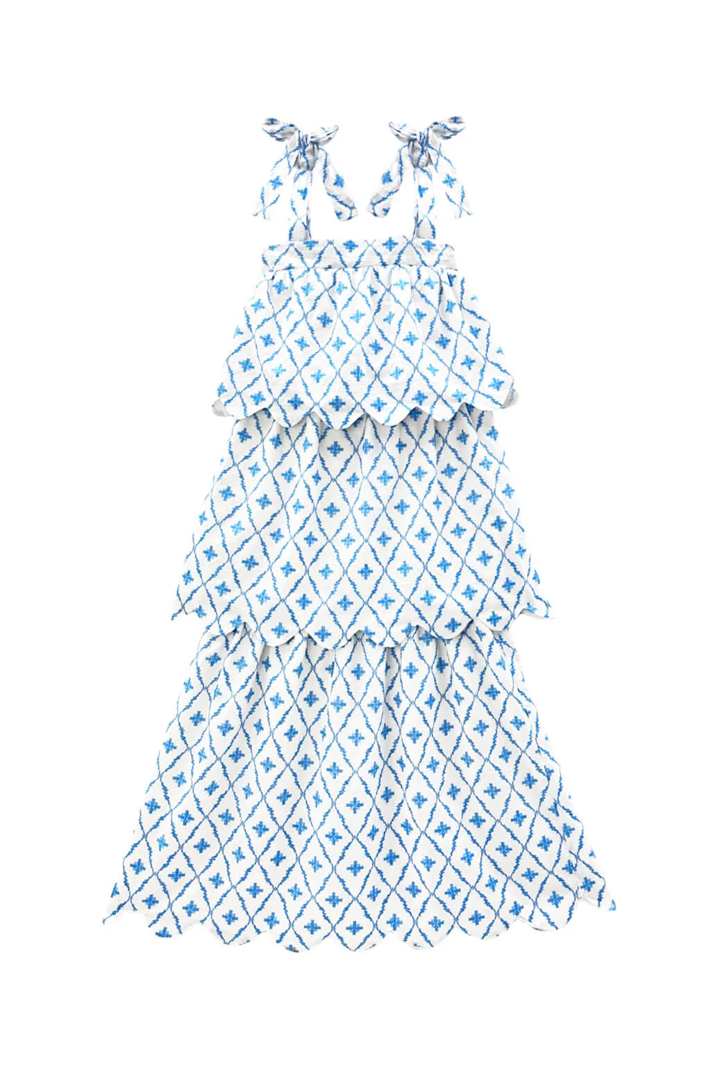 Cool Layers Buru x Kristin Kennedy Scallop Tier Dress - White