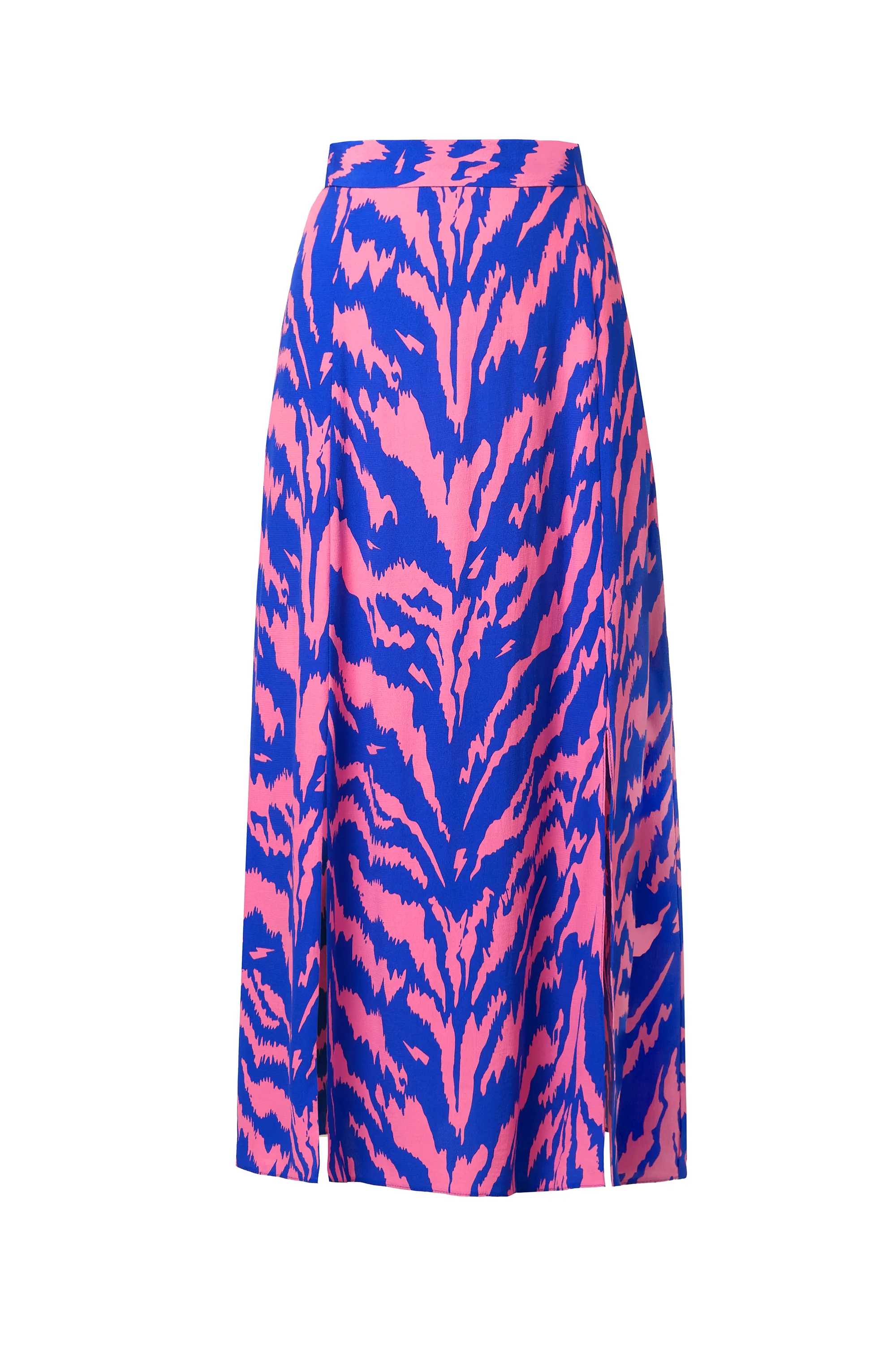Tropical theme Comfy Fit Pink With Blue Tiger Split Front Skirt