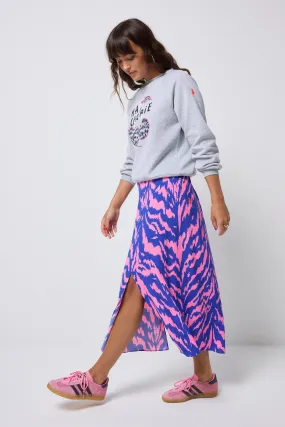 Cultural Heritage Outfit Lineup Pink With Blue Tiger Split Front Skirt