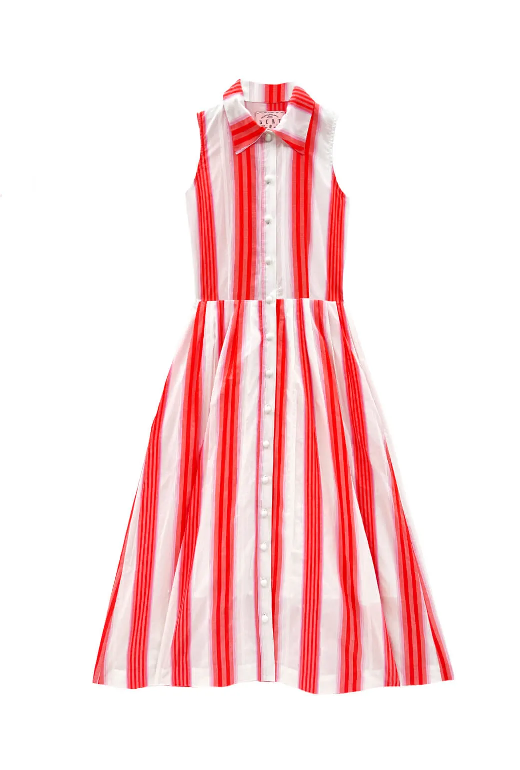 Trendy Piece Matte-finish Sleeveless Shirtdress - Orange Stripe