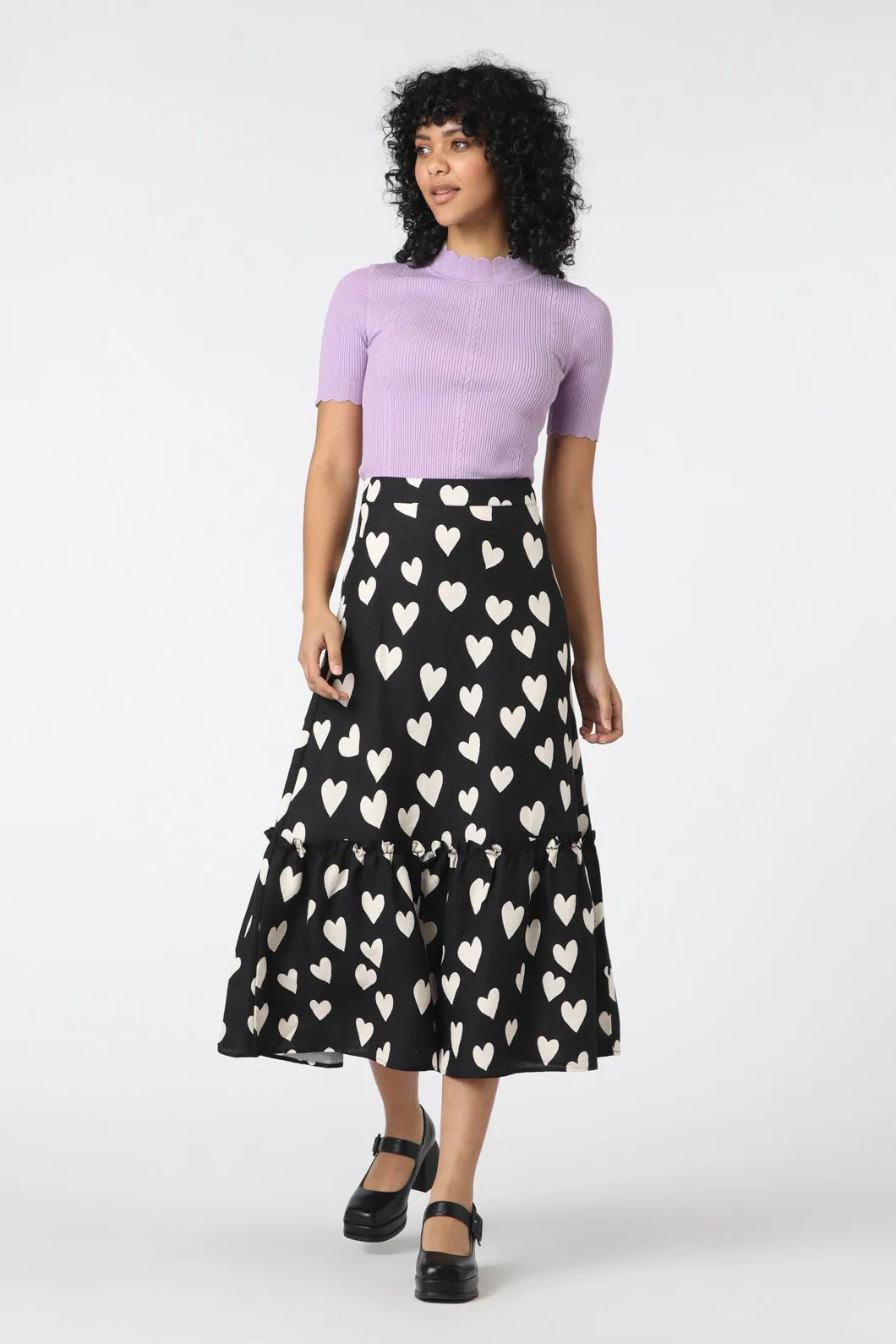 Active Wear Love Hearts Midi Skirt