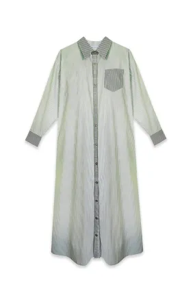 Youth Charm Midi Boyfriend Shirtdress - Olive Stripe