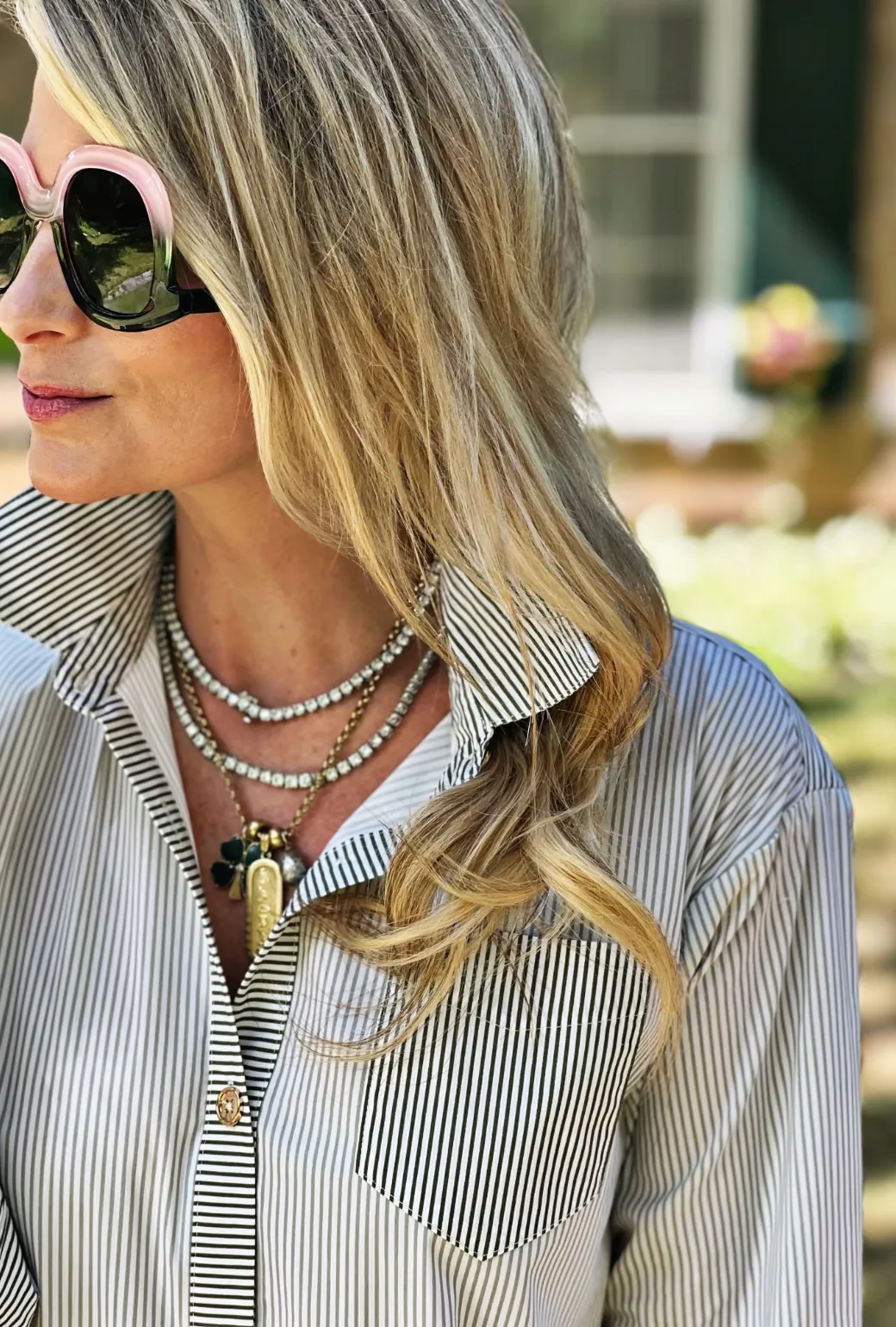 Midi Boyfriend Shirtdress - Olive Stripe Easy-to-style casual dress