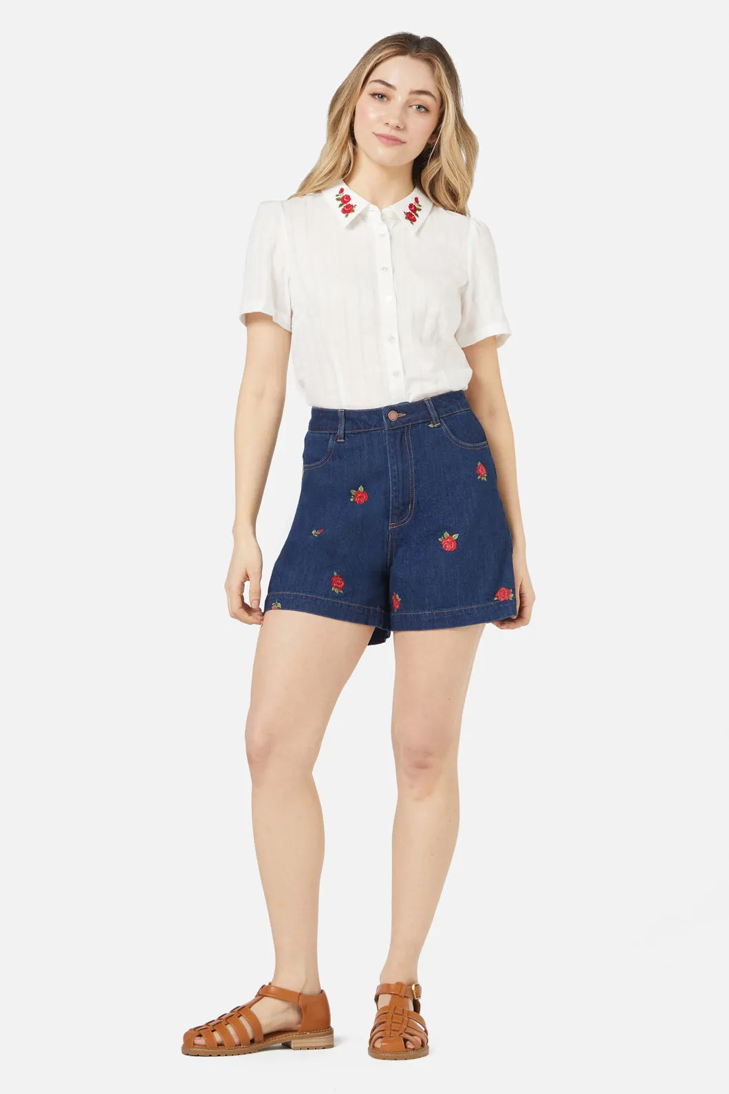 Red Roses Short Perfect Fit Workwear