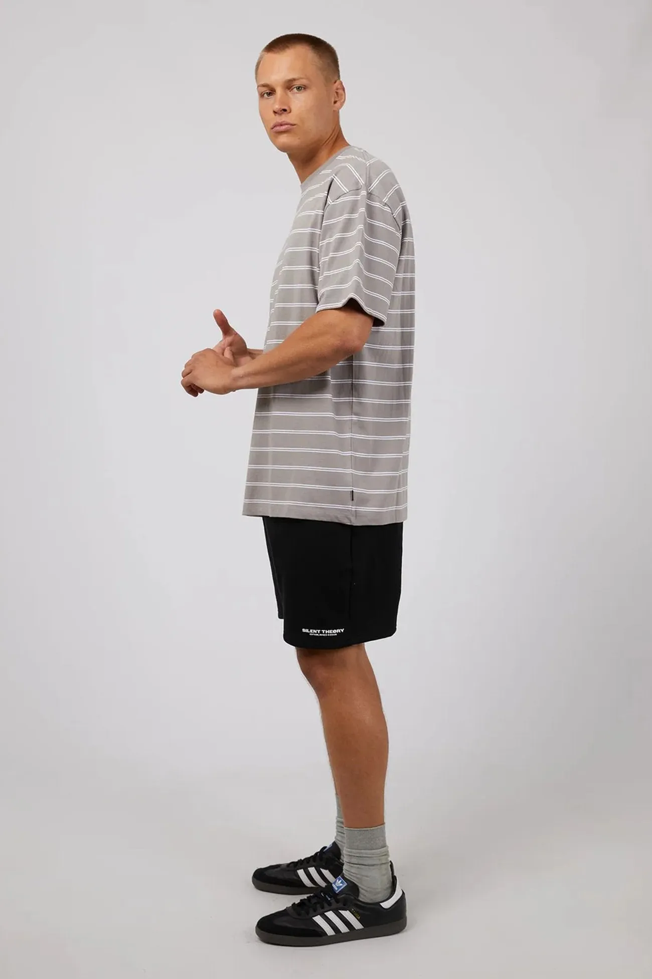 LowProfileDesign GarmentWashed Softness Essential Theory Stripe Tee Grey