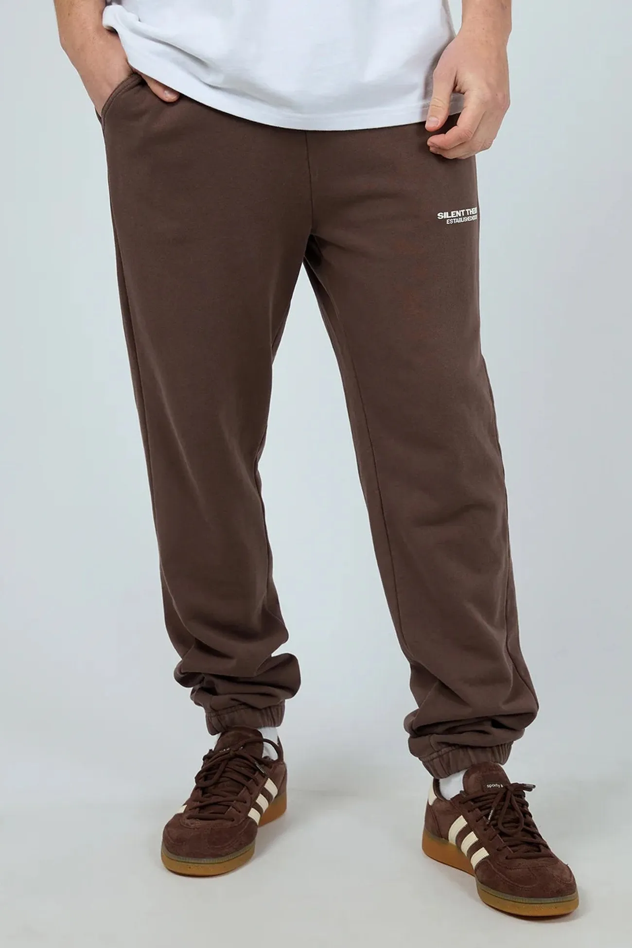 Essential Theory Track Pant Chocolate Stretch Panels LightweightWeave