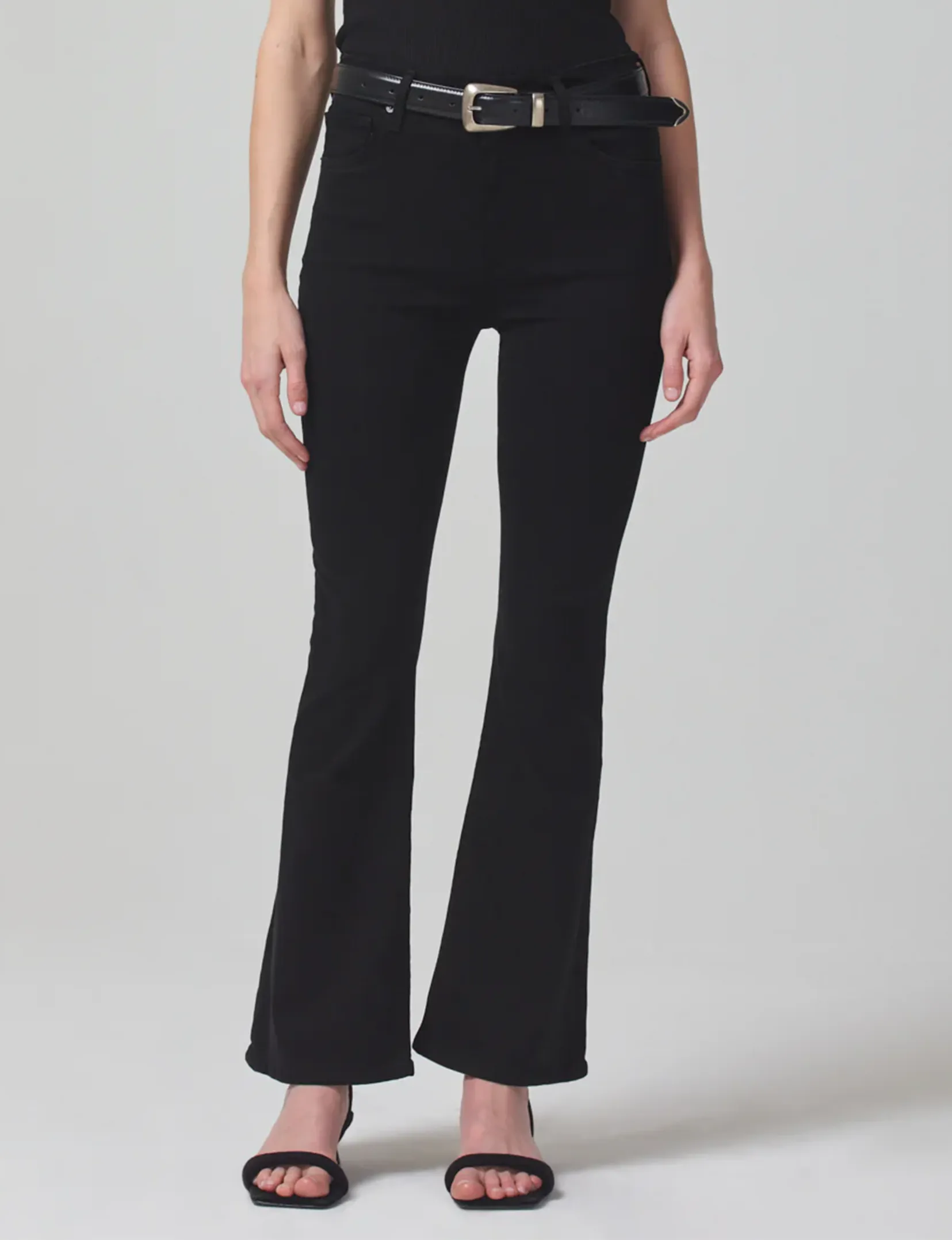 Lilah High Rise Bootcut, Plush Black Sustainable Dye Methods Earthy Modern Minimalist Office Wear