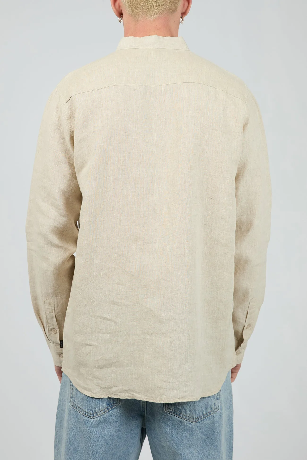 Linen Long Sleeve Shirt II Natural TaglessCollars
