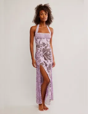 Modern Lines Walk Mood Love You Most Printed Maxi, Lavender/Combo