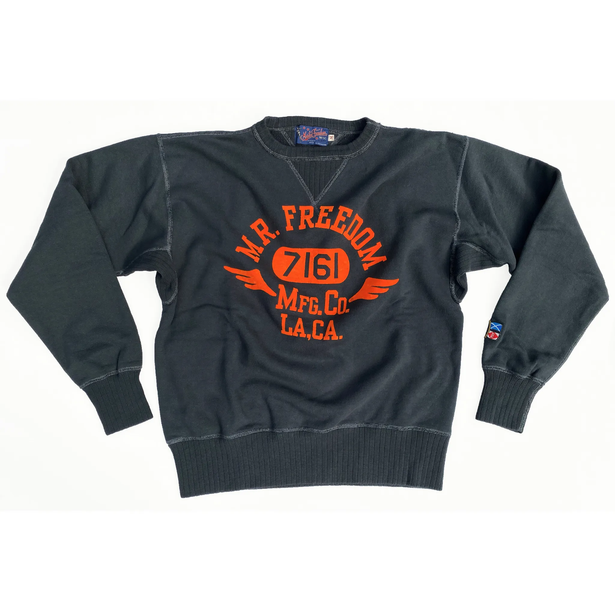 Leather The Medalist Sweatshirt - Black "MfgCo." Flock Print
