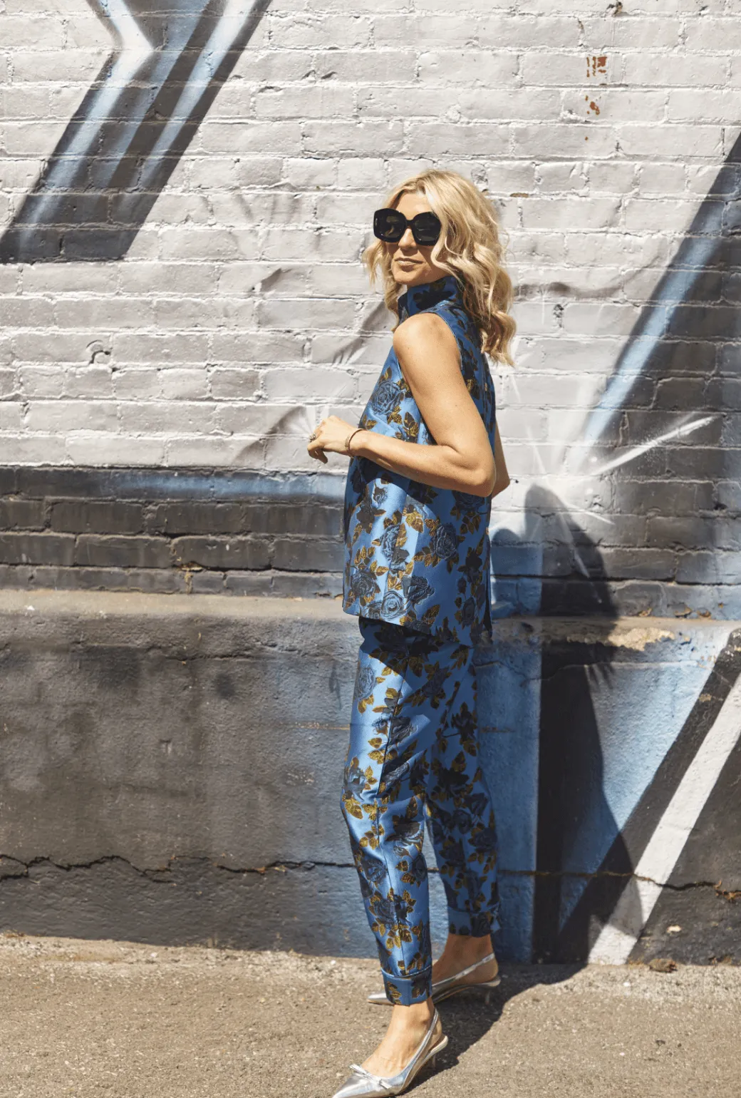 No Sagging Active Stretch Everyday Pants - Blue Rose Jacquard