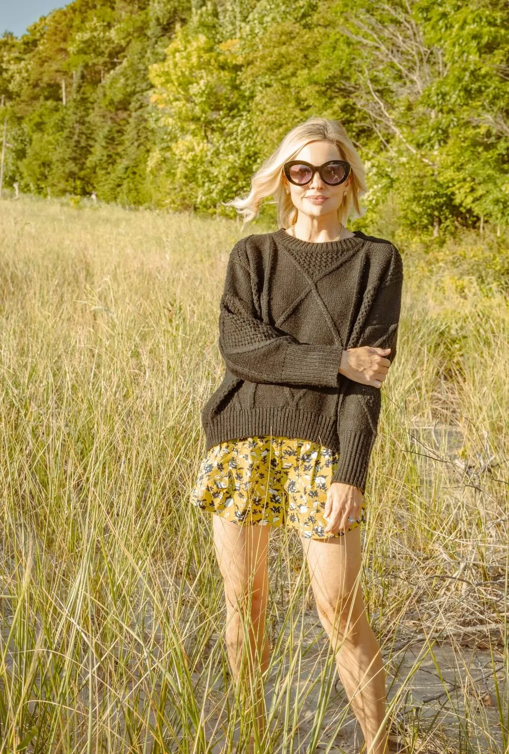 Everyday Shorts - Chartreuse Floral Comfort Focused SmoothZipper