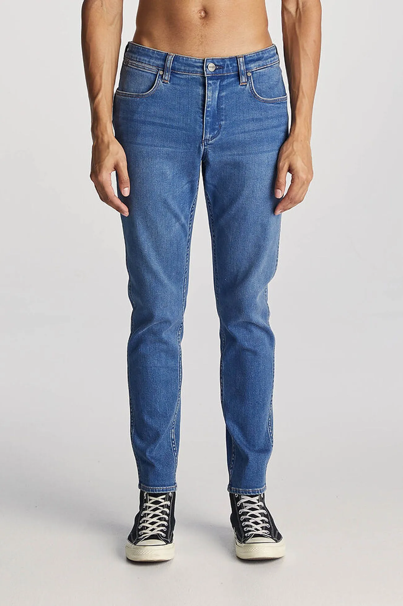 Flexible Performance Wear Casual Essentials Stomper Jean Two Hands Blue